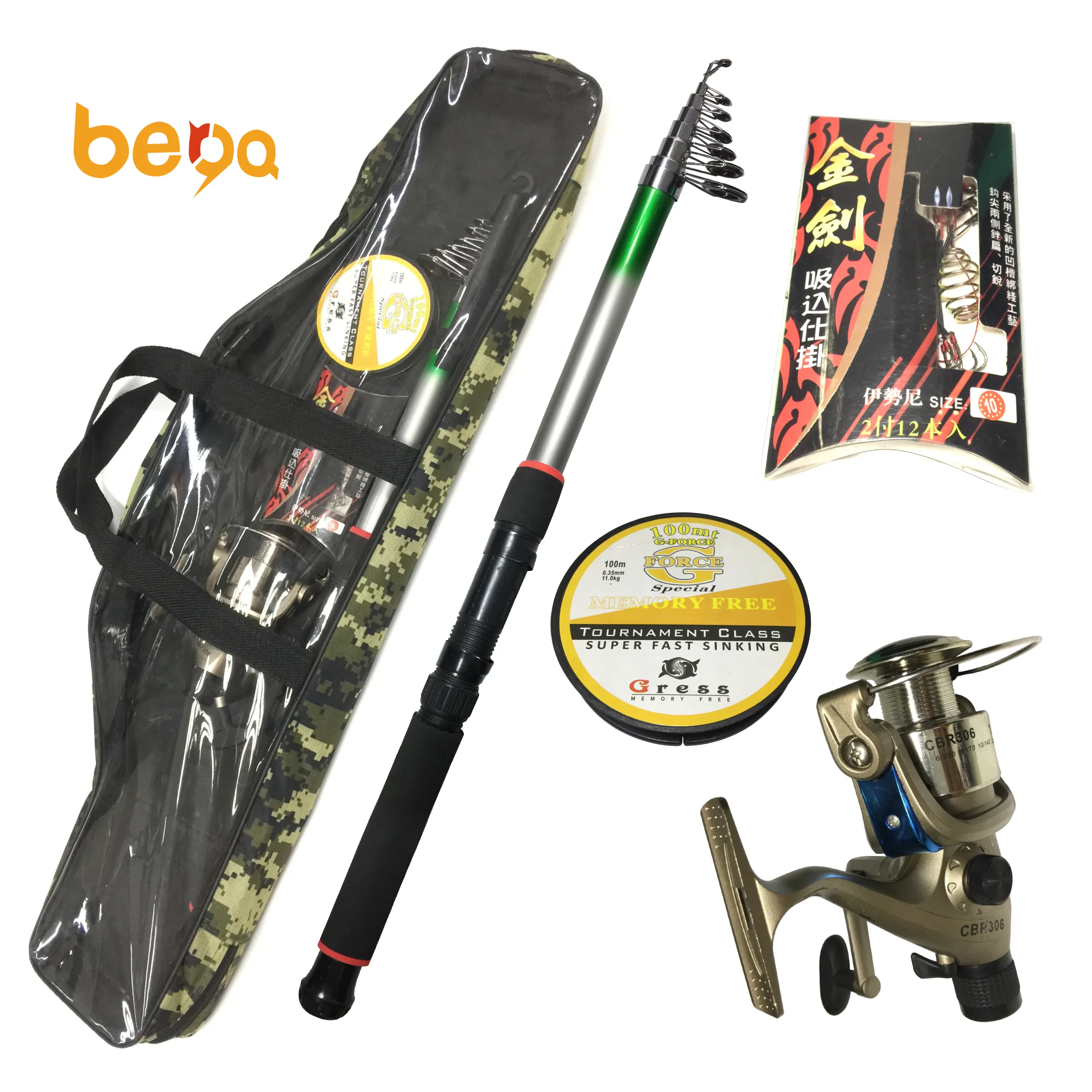 New Packing Spinning Telescopic Fishing Rod and reel Combo Kit Set with Fishing line and hooks fishing combo bag package