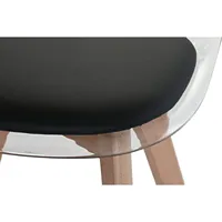 POLYCARBONAT-HOLZSTUHL HÖHE 81 BREITE 54 TIEF 47 SCHWARZE POLSTERUNG