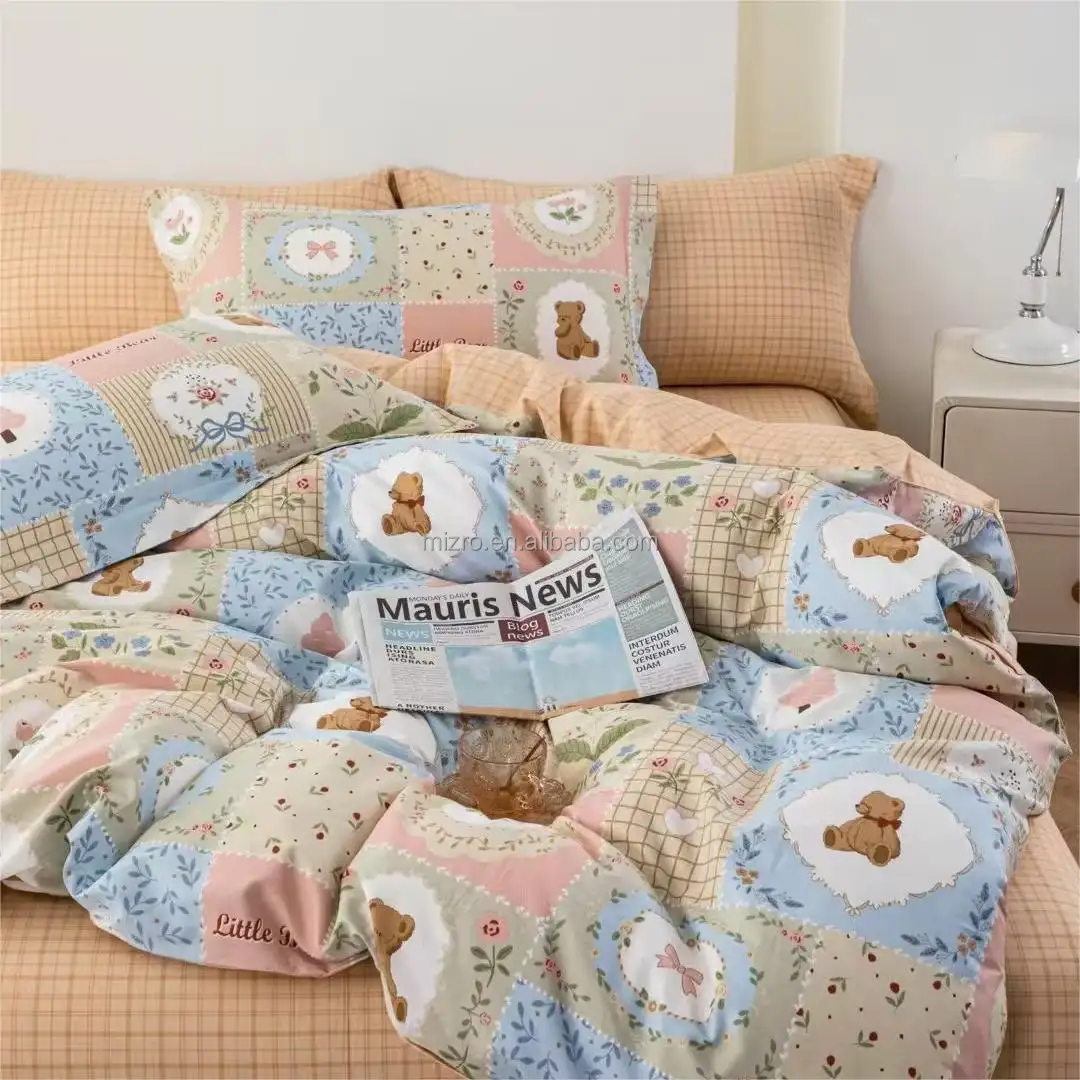 Draps de lit pour filles roses personnalisés ensemble de draps en coton couette ensemble de literie d'hiver