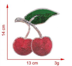Factory Sale Kawaii <b>Big</b> Size Sequin Embroidery Iron on Cherry <b>Bow</b> Patch for Tshirt Hoodies Decoration - Product Image 2