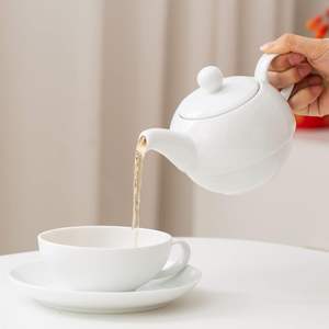 Service à thé individuel en porcelaine blanche de qualité supérieure <span class=keywords><strong>théière</strong></span> en céramique <span class=keywords><strong>théière</strong></span> en céramique avec infuseur et soucoupe, <span class=keywords><strong>théière</strong></span> avec passoire pour thé - Product Image 3