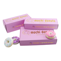 Individuelle Rosa Goldfolie Logo Faltbare Beliebte Mochi Donut Halbes Dutzend Donut Kekse Süßigkeiten Karton Papier Verpackung Geschenkbox