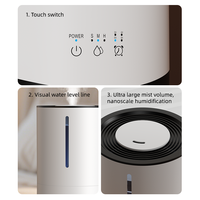 Diffuseur d'huiles essentielles à remplissage par le haut avec bouton tactile, nouveau design, pour bureau, chambre à coucher, humidificateur ultrasonique à brume fraîche 5L