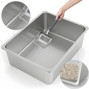 Caja de Arena para Gatos Liyunda Ecológica de Acero Inoxidable con Control de Olores para Gatitos, Gatos Recién Nacidos y Conejos, 45x35x15cm, Limpieza de Mascotas - Product Image 6