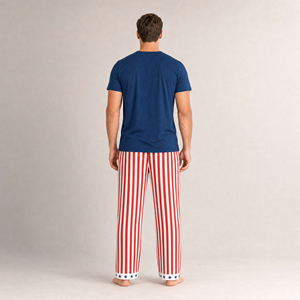 Pigiami Patriottici per la Famiglia per il 4 Luglio USA, Set Rosso <span class=keywords><strong>Bianco</strong></span> Blu con Stelle e Strisce, Abbigliamento da Notte Ecologico Primavera-Estate - Product Image 4