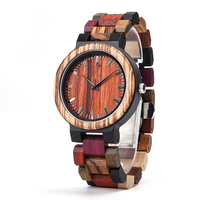 Kustom label pribadi kayu cendana walnut jati uniseks jam tangan kayu, kayu eboni ukir jam kayu