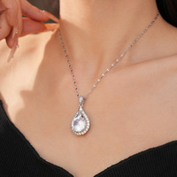 Collier polyvalent en zircon géométrique rond en forme de goutte d'eau, style luxe léger
