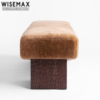 WISEMAX FURNITURE Chaise longue en tissu, Canapés modernes pour salon, Pouf, Banc de bout de lit, Tabouret long pour chaussures, Tabouret en tissu bouclé