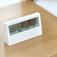 Reloj Despertador con Pantalla LED para Estación Meteorológica, Indicador de Temperatura y Humedad para el Hogar, Reloj de Mesa LCD Transparente Promocional