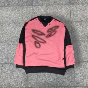 Sweat à capuche surdimensionné pour homme en tissu éponge imprimé à l'écran avec motif de lettres bicolores personnalisé, double couche, délavé à l'acide, automne - Product Image 3