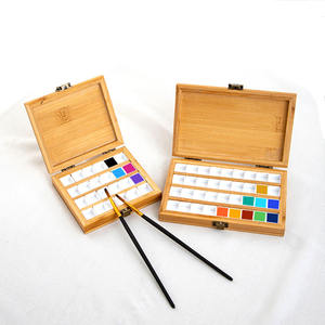 XinyiArt Bambou Aquarelle Peinture <span class=keywords><strong>Palette</strong></span> Plateau En Bois Peinture <span class=keywords><strong>Palette</strong></span> Boîte Avec Demi Casseroles Grilles <span class=keywords><strong>pour</strong></span> Aquarelle, <span class=keywords><strong>Gouache</strong></span> - Product Image 1
