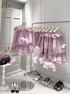 Robe Courte Épaules Dénudées à Volants, Manches Longues, Style Vietnamien, pour Soirée, Féminine et Élégante, Tissée, Séchage Rapide, avec Applique Florale 3D - Product Image 3