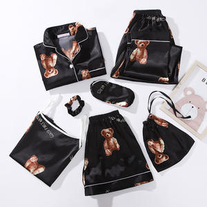 ชุดนอนผ้าไหมซาตินสุดหรูสำหรับผู้หญิง,ชุดนอนแขนยาวพิมพ์ลายชุดผ้าไหมชุดนอนชุดกลางคืน7ชิ้นตามสั่ง - Product Image 6