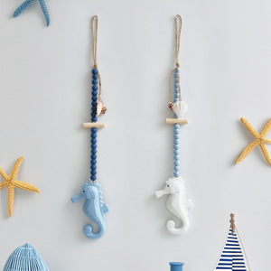 Adorno Colgante de Madera con Forma de Caballito de Mar, Escultura de Pared de Estilo Mediterráneo, Decoración del Hogar, Paquete de Varias Piezas - Product Image 4