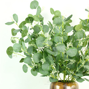 Flores artificiales de <span class=keywords><strong>eucalipto</strong></span>, rama de hojas artificiales de <span class=keywords><strong>eucalipto</strong></span>, tallos de hojas verdes y azules, venta al por mayor de fábrica de O-X0163 - Product Image 2