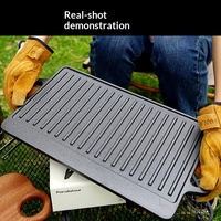 Plaque de cuisson en fonte à double poignée, sans revêtement, pour barbecue, cuisson sans fumée, viande, poisson, Teppanyaki, charbon de bois, four 4L