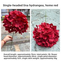 Bunga Hydrangea Buatan 3D Cetak Tunggal Warna Ungu Tangkai Lina Bunga Palsu Dekorasi Pernikahan Rumah Luar Ruangan Fotografi