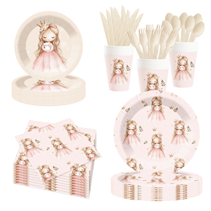 ชุดอุปกรณ์จัดงานวันเกิดเด็กผู้หญิง DAMAI สีชมพู ชุดจานกระดาษ แก้วกระดาษ ผ้าเช็ดปากแบบใช้แล้วทิ้ง - Product Image 4