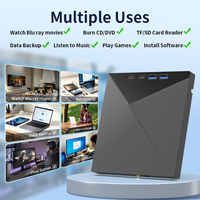 Grabadora de Blu-Ray USB3.0 Externa Multifuncional, Reproductor de DVD BD 4k, Compatible con Formatos de Todas las Regiones, Computadoras