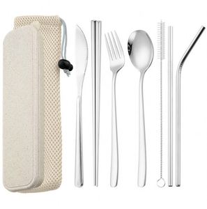 Cuchara y Tenedor para Viajes al Aire Libre, Pajitas Reutilizables para Acampar, Juego de Cubiertos Portátiles - Product Image 3