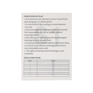 Cartes de loterie personnalisées format petit, prix avantageux, designs variés, impression numérique en gros, cartes à gratter - Product Image 2