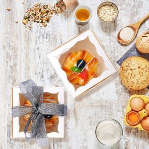 Bánh nhỏ hộp với Ribbon xử lý mạnh mẽ trắng Kraft Bìa cửa sổ Bánh Ngọt Bánh bao bì thực phẩm bánh cupcake hộp - Product Image 6