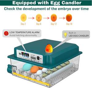 حاضنة بيض أوتوماتيكية بسعة 16 بيضة مع تقليب وترطيب لبيض الدجاج والسمان، بلاستيكية 220 فولت - Product Image 2