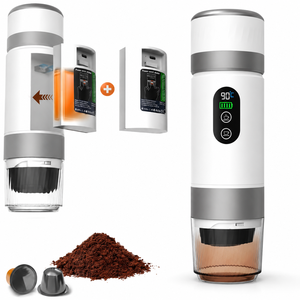 Machine à expresso de voyage haut de gamme avec 2 batteries de rechange détachables, indicateur de température numérique, auto-chauffante, cafetière rechargeable portable - Product Image 1