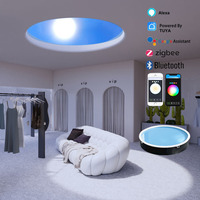 Lumière circulaire intelligente Tuya, faux puits de lumière circulaire LED, faux fenêtre, panneau lumineux bleu intelligent