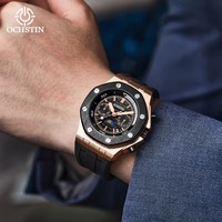 Montres de sport mécaniques multifonctionnelles OCHSTIN, bracelet en silicone, étanches, mode masculine, calendrier, cadran à aiguilles