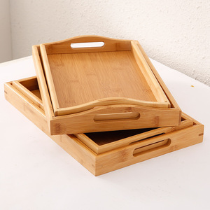 Plateau en bambou rectangulaire, plateau de service en bois massif pour le thé, la maison, la salle à manger, style simple - Product Image 4