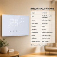 Thermostat intelligent Hysen HY132AC pour ventilo-convecteur, contrôleur de température ambiante programmable Wi-Fi Tuya pour système de climatisation centralisée