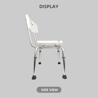Chaise de douche en alliage d'aluminium avec accoudoirs doubles / Siège large et incurvé équipé d'un support pour douchette pour personnes âgées