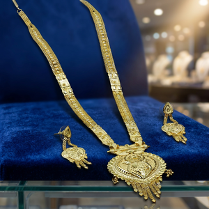 ขายส่งชุดเครื่องประดับทองชุบไมโคร 14K 18K 24K แบบยาว, เครื่องประดับแฟชั่น, เครื่องประดับดีไซน์ลายดอกไม้แบบดั้งเดิมเคลือบทองไมโคร - Product Image 4