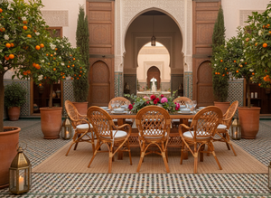 Ensemble de salle à manger en rotin traditionnel JAVA, très demandé, avec table longue et design confortable, idéal pour hôtels et villas, origine Indonésie - Product Image 6