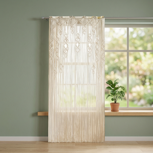 Cortina de Macramé Bohemia Hecha a Mano con Diseño de Ondas, para Puerta y Ventana, con Sombreado Total, Estilo Moderno - Product Image 3