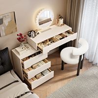 Coiffeuse avec miroir, meubles de maison, coiffeuse moderne en bois, ensemble de chambre à coucher, coiffeuse élégante avec tiroirs de rangement