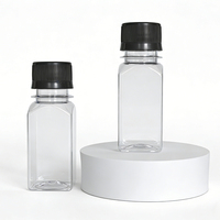 Botol Jus Plastik PET Mini 60ml, Dapat Diisi Ulang, Wadah Cairan Bening, Konsentrat Jus, Minuman Jahe, Botol Plastik