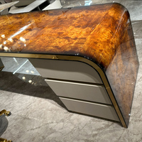 Bureau d'ordinateur en bois massif, style minimaliste de luxe léger, italien, pour patron, mobilier de bureau modulaire pour le bureau à domicile, avec rangement pour dossiers