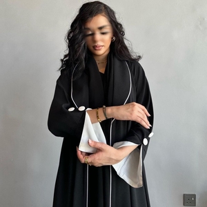 Abiti arabici donna moda aperta nera lunga Dubai tacchino Abaya abito per donne musulmane - Product Image 1