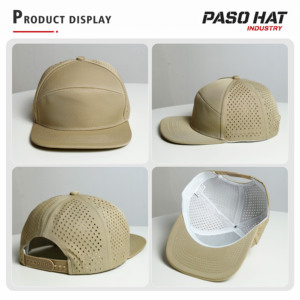 Cappello Snapback Sportivo OEM Personalizzato da Uomo a 6 Pannelli con Visiera Piatta e Logo Ricamato, Cappello Perforato con Fori Tagliati al Laser - Product Image 2