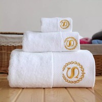 Prix de Gros OEM Logo Personnalisé Luxe Ensemble de Serviettes de Bain et à Main 100% Coton Blanc pour Hôtels 5 Étoiles comme Hilton