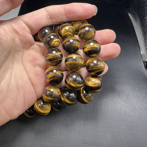 High Quality Natural Gemstone 16mm Gold Tiger Eye Bracelet <strong>Bead</strong> Bracelet Crystal <strong>Charm</strong> Stone Beaded Bracelet for Girls