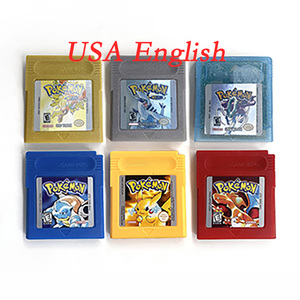USA English battery save cart poke Red Blue Green Silver Yellow gold crystal <b>Game</b> Cartridge Video <b>Game</b> Console for gbc - Product Image 1