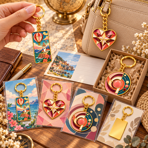 Llaveros de Viaje Personalizados con Forma de Corazón y Esmalte Duro Chapados en Oro OEM ODM - Product Image 2
