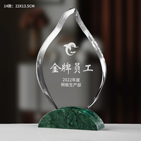Trophée en marbre écologique, base en marbre personnalisée, trophée en cristal flamme, trophée en cristal goutte d'eau en forme de feuille, vente en gros pour cadeaux