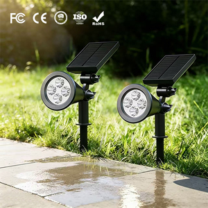 Projecteurs solaires réglables IP65 étanches pour jardin, cour, extérieur, aménagement paysager, montage mural, lampes solaires pour pelouse, pour la sécurité - Product Image 1