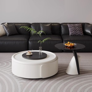 Trung Quốc Nhà Máy Hiện Đại Trắng Bàn Cà Phê Vòng Bàn Cà Phê Phòng Khách Bàn Cà Phê Với Lưu Trữ - Product Image 1