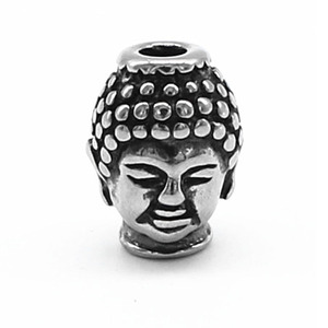yunnique Buddha Head Pendant Stainless Steel Retro Round <b>Spacer</b> Bead For Bracelet Making Jewelry Findings Components - Product Image 1