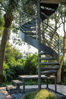 Kit d'escalier en colimaçon circulaire moderne préfabriqué, gain de place, design écologique, décoratif, extérieur, acier blanc